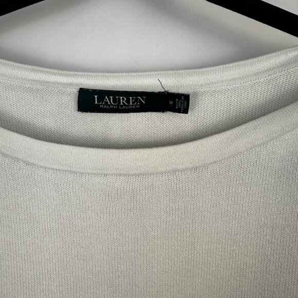 Ralph Lauren Women Sweater White Mulitcolor Rainbow Stripes Gold Buttons Size M - Picture 4 of 7